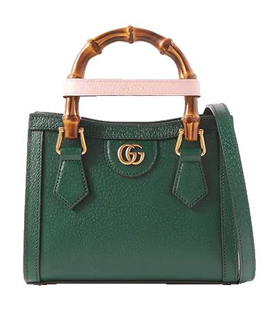 Green Gucci Diana small leather tote with bamboo handles